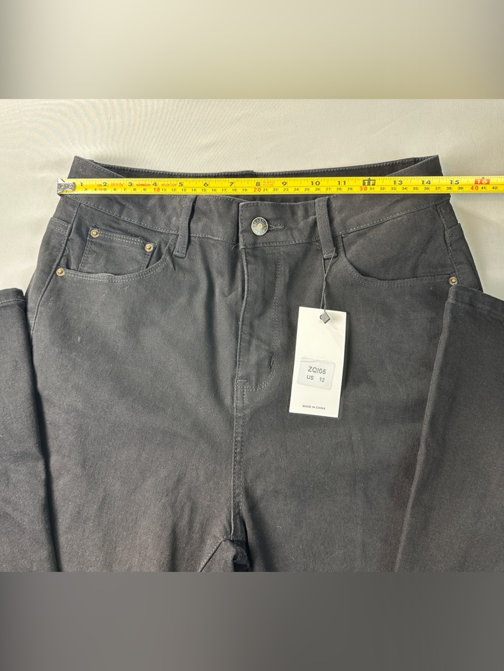 NWT Women's Size 12 Black Wide-Leg Jeans Solid Flare Boho - Picture 7 of 9